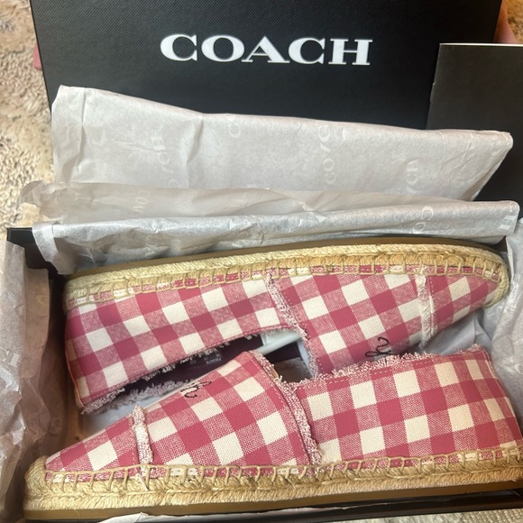 Coach Celina Gingham Espadrille Slip-Ons Women’s Size 11 Authentic BNWT & Box - Picture 13 of 14